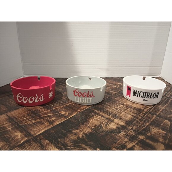 Beer Brand Ashtray Lot - Coors, Coors Light, Michelob - Picture 1 of 16